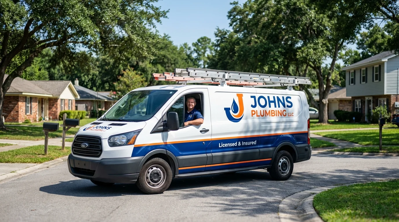 Johns Plumbing LLC service van in Weaverville, NC
