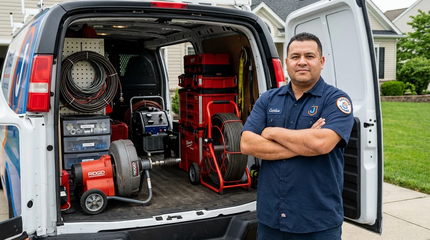 Professional drain cleaning equipment and Johns Plumbing LLC plumber in Weaverville